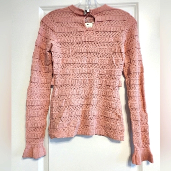 Ella Moss Pink Long Sleeve Ruffle Sweater Junior X-small - Picture 2 of 4